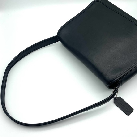 🔴 Coach Vintage Leather Aero Flap Bag 9054 Black Shoulder Bag - Picture 3 of 6